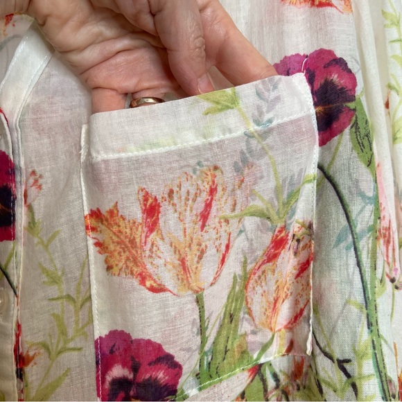 Target Pure Energy Semi-Sheer Cream Color Floral Roll Sleeve Blouse. Size 2. - Picture 8 of 14